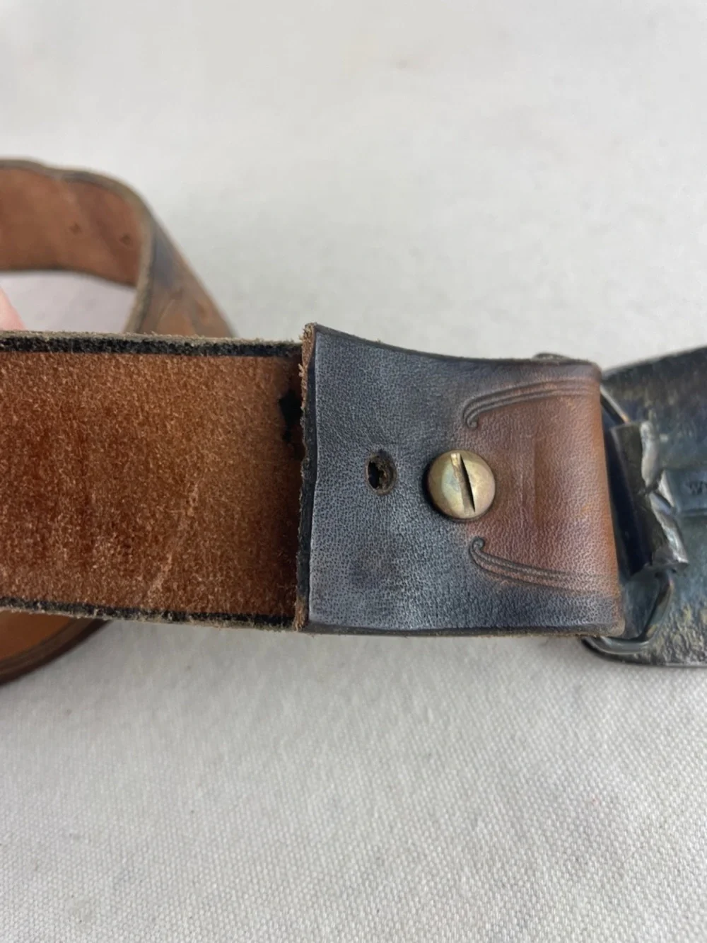 Vintage 1975 James Lind Bicentennial Buckle with Leather Belt